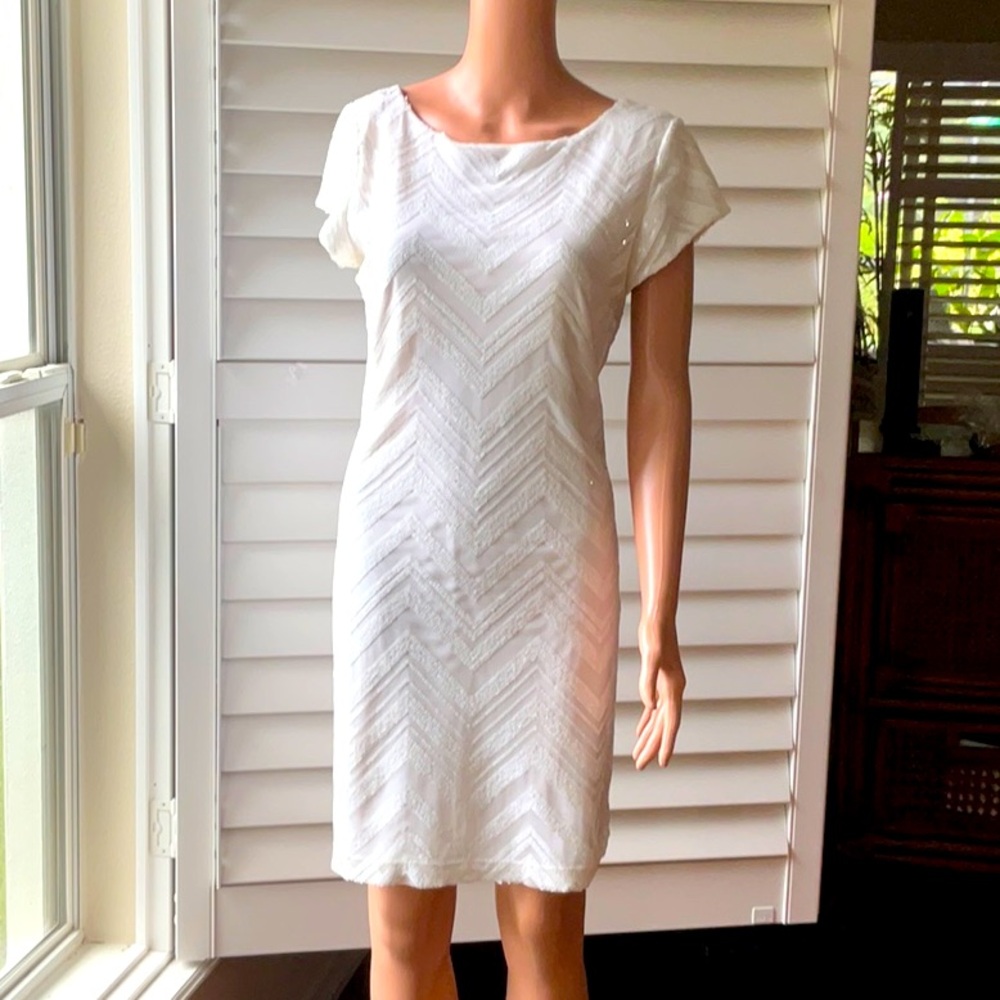 WHBM white sequin elegant dress MEDIUM